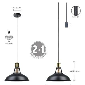 Globe Matte Black and Brass Hanging Light